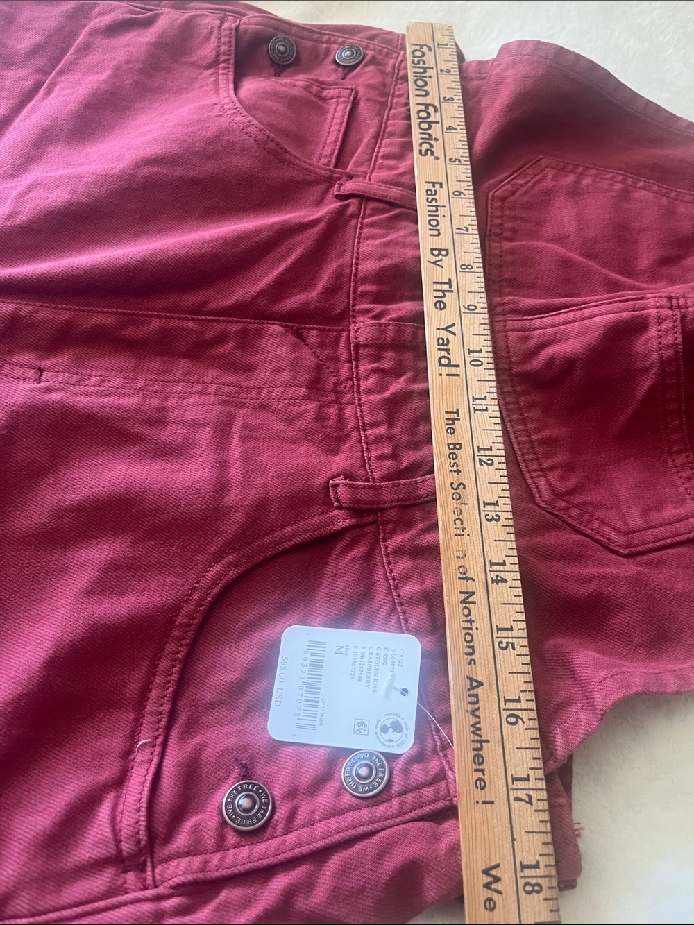 Free People We The Free Ziggy Denim Overalls Straight Leg Raspberry Red - Picture 7 of 12